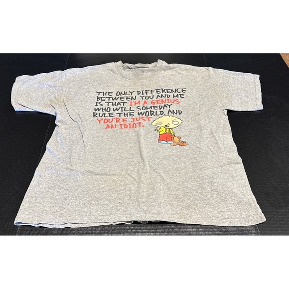 Family Guy Other - Family Guy Gray Tshirt Genius Idiot Shirt Stewie‎ Size XL